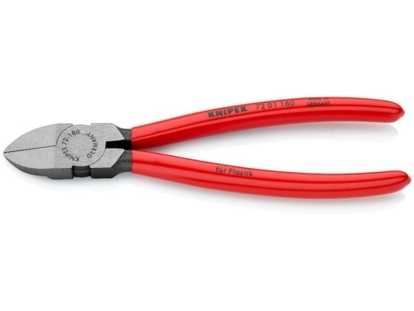 Knipex 72 01 180, Avbitartång, Kromvanadinstål, Plast, Röd, 180 mm, 193 g