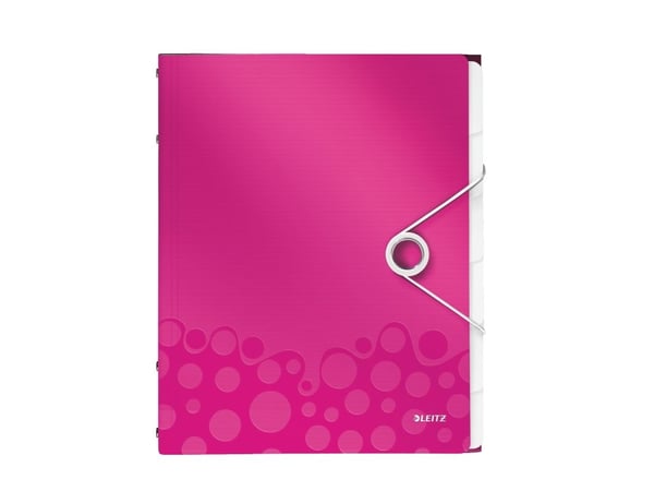 Leitz WOW - Klassifikasjonsmappe - 12 rom - 12 deler - for A4 (210 x 297 mm) - kapasitet: 200 ark - med fliker - metallisk rosa