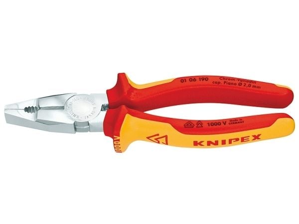 Knipex 01 06 190, Kaapelipihdit, Kromivanadiini-teräs, Muovi, Oranssi, Punainen, 190 mm, 320 g