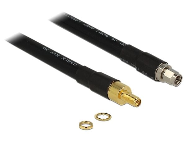 DeLOCK CFD400 LLC400 low loss - Forlængerkabel til antenne - RP-SMA (hun) til RP-SMA (han) - 4 m - CFD-400 - lajittelu