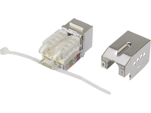 Renkforce RF-4308249, RJ45, Metallisk, Gjennomsiktig, Hvit, Hankjønn/hunkjønn, Rett, Metall, Plast, Cat6