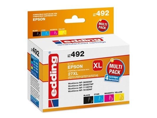 Edding EDD-492, 21 ml, 12 ml, 1300 sivua, 1200 sivua, 4 kpl, Monipakkaus