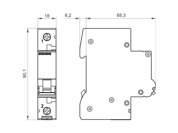 Siemens 5SL41026 5SL4102-6 Ledningssikkerhedsafbryder 1-polig 2 A 230 V, 400 V