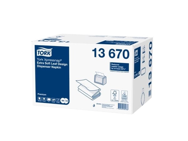Serviet Tork N4 Xpressnap Premium 13670 hvid interfold 2-lag m/præg/bladmønster - (4000 stk.)