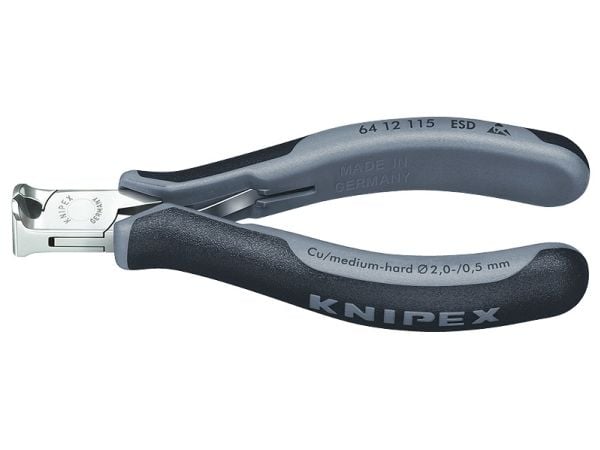 Knipex 64 12 115 ESD, Avnypa, Stål, Plast, Svart, Grå, 115 mm, 94 g