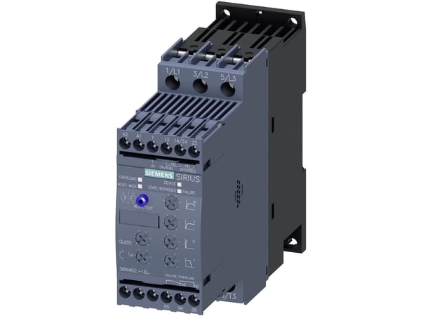 Siemens mykstartmotoreffekt ved 400 V 15 kW motoreffekt ved 230 V 7,5 kW 400 V/AC merkestrøm 32 A 3RW4027 (3RW4027-1BB14)