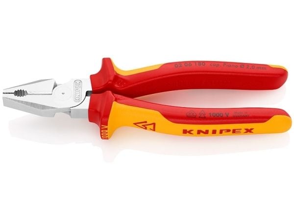 Knipex 02 06 180, 1,15 cm, 63 HRC, Punainen, Keltainen, 56 mm, 180 mm, 20 mm