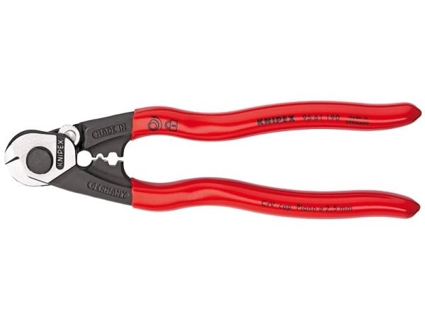 Knipex Knipex-Werk 95 61 190 Teräslankasakset Soveltuu alumiini- ja kuparikaapeleille, yksi- ja monijohtimille, Keskikova teräslanka 7 mm 10 mm² 7