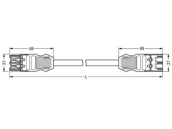 Mellemkabel 6m 3G1,5 hffr hun-han sort