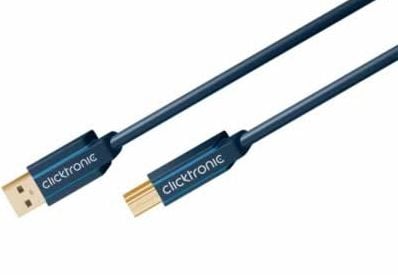 ClickTronic 1.8m USB3.0 A - B m/m, 1,8 m, USB A, USB B, USB 3.2 Gen 1 (3.1 Gen 1), Hane/Hane, Blå