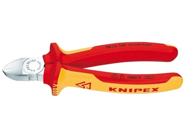 Knipex 70 26 160, Avbitartång, Kromvanadinstål, Plast, Orange, Röd, 160 mm, 216 g