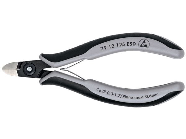 Knipex 79 12 125 ESD, Avbitartång, 1 cm, 6,5 mm, Stötsäker, Dielektrisk, Stål, Plast