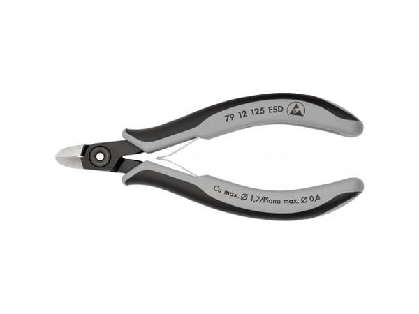 Knipex 79 12 125 ESD, Avbitartång, 1 cm, 6,5 mm, Stötsäker, Dielektrisk, Stål, Plast