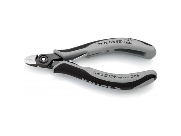 Knipex 79 12 125 ESD, Avbitartång, 1 cm, 6,5 mm, Stötsäker, Dielektrisk, Stål, Plast