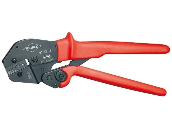 Knipex puristuspihdit 250 mm eristetyillä ja eristämättömillä kaapeliläpiviennillä 0,25x6,0 mm2 AWG23-10 ja 5 leukaa
