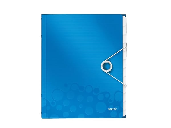 Leitz WOW - Klassifikasjonsmappe - 12 rom - 12 deler - for A4 (210 x 297 mm) - kapasitet: 200 ark - med fliker - metallic blå