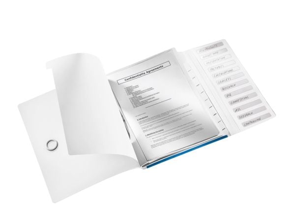 Leitz WOW - Klassifikasjonsmappe - 12 rom - 12 deler - for A4 (210 x 297 mm) - kapasitet: 200 ark - med fliker - metallic blå
