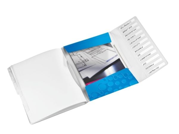 Leitz WOW - Klassifikasjonsmappe - 12 rom - 12 deler - for A4 (210 x 297 mm) - kapasitet: 200 ark - med fliker - metallic blå