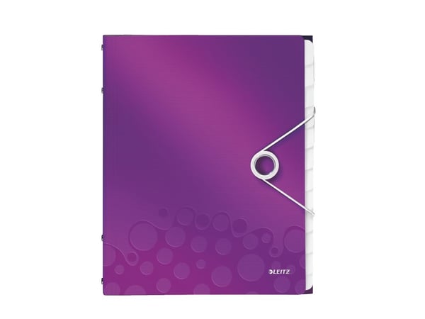 Leitz WOW - Klassifikationsmapp - 12 utrymmen - 12 delar - för A4 (210 x 297 mm) - kapacitet: 200 ark - tabbad - lila metallic
