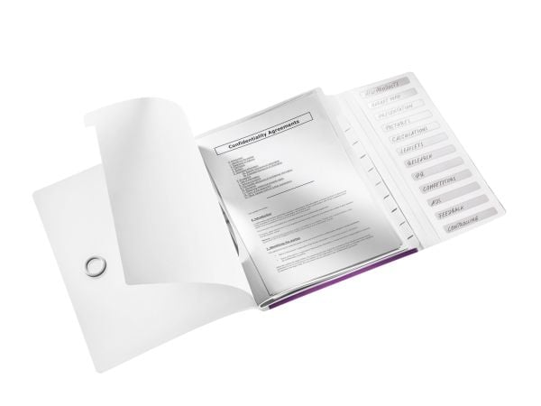 Leitz WOW - Klassifikationsmapp - 12 utrymmen - 12 delar - för A4 (210 x 297 mm) - kapacitet: 200 ark - tabbad - lila metallic