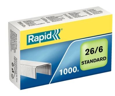 Rapid Standard - Klamrar - 26/6 - 6 mm - galvaniserat stål - paket med 1000 - för Classic K2, K45; Economy E15, E26; Fashion F18; Fashion StandUP U...
