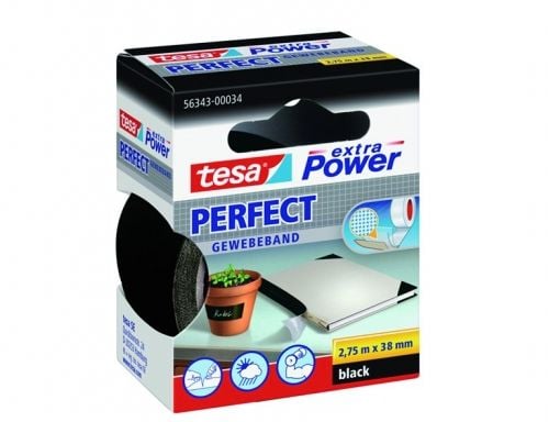 Tesa extra Power Perfect - Tygtejp - 38 mm x 2.75 m - svart