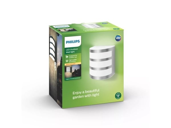Philips myGarden Calgary ulkoseinävalaisin 3,2W, Seinävalaistus ulkotiloihin, Ruostumaton teräs, Metalli, IP44, Puutarha, Patio, II