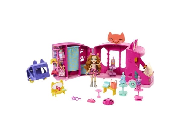 Mattel Enchantimals Mobilne studio mody + lalka Kotek (HPB34)