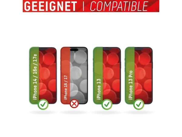 Displex 01714, Apple, iPhone 13/13 Pro/14/16e/17e, Tørr påføring, Slagbestandig, Ripebestandig, Støvresistent, Gjennomsiktig, 1 stykker