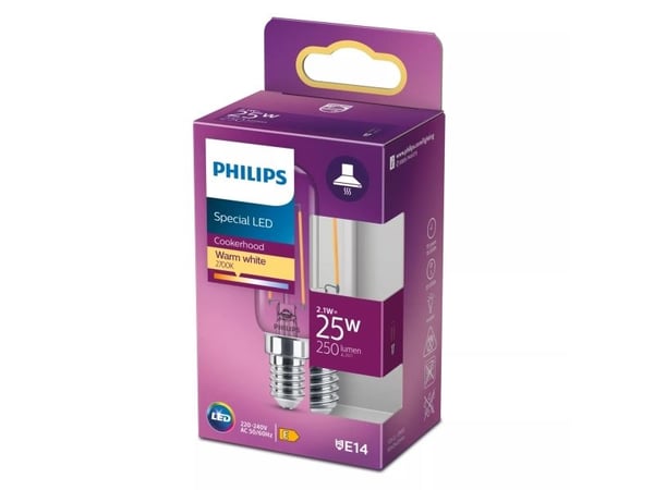 Philips Special - LED-glödlampa - form: T25L - klar finish - E14 - 2.1 W (motsvarande 25 W) - klass E - varmt vitt ljus - 2700 K