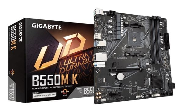 Gigabyte B550M K - 1.0 - emolevy - micro-ATX - Socket AM4 - AMD B550 piirisarja - USB 3.2 Gen 1 - Gigabit LAN - sisäinen grafiikka (CPU tarvitaan) ...
