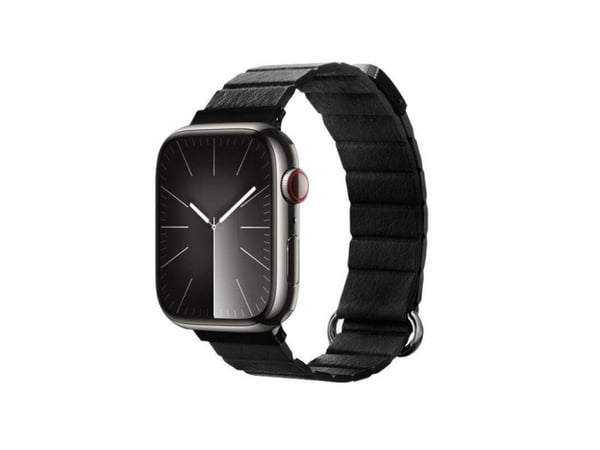 Crong CRG-44ECL-BLK, Klokkereim, Apple, Watch 42/44/45/49 mm, Lær, Rustfritt stål, Svart