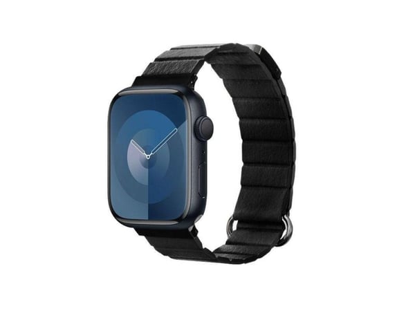 Crong CRG-44ECL-BLK, Klokkereim, Apple, Watch 42/44/45/49 mm, Lær, Rustfritt stål, Svart