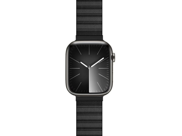 Crong CRG-44ECL-BLK, Klokkereim, Apple, Watch 42/44/45/49 mm, Lær, Rustfritt stål, Svart