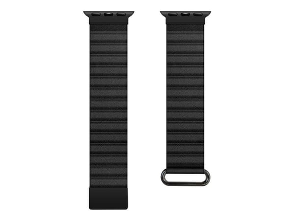 Crong CRG-44ECL-BLK, Klokkereim, Apple, Watch 42/44/45/49 mm, Lær, Rustfritt stål, Svart