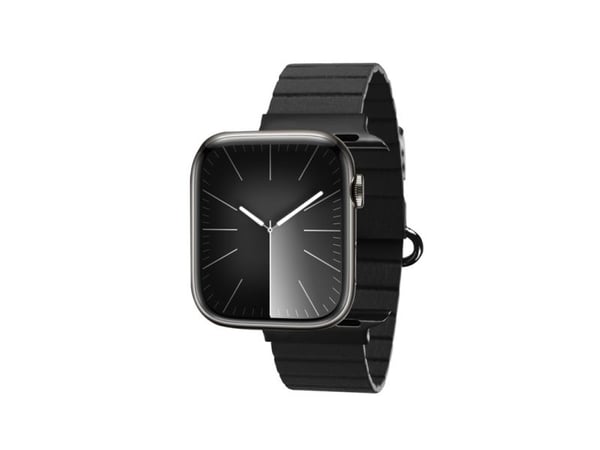 Crong CRG-44ECL-BLK, Klokkereim, Apple, Watch 42/44/45/49 mm, Lær, Rustfritt stål, Svart