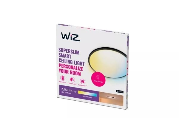WiZ Super Slim - Taklampe - LED - 22 W - tunable white - 2700-6500 K - rund - svart