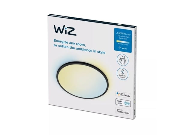 WiZ Super Slim - Taklampe - LED - 22 W - tunable white - 2700-6500 K - rund - svart