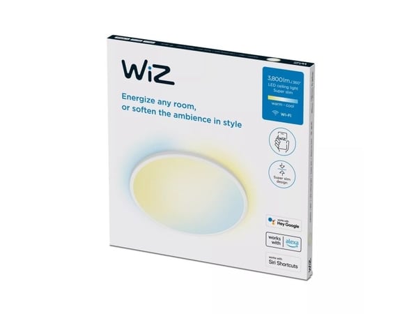 WiZ taklampe SuperSlim White - smart LED-belysning - varm til kaldhvit - integrert LED - 32W - Wi-Fi