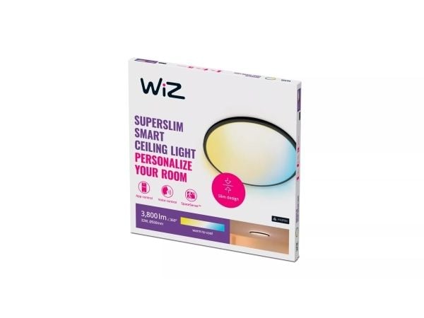 WiZ taklampe SuperSlim svart - Smart LED-belysning - varm til kald hvitt - integrert LED - 32W - Wi-Fi