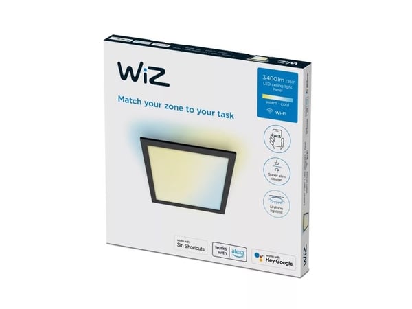 WiZ taklampa panel kvadrat svart - smart LED-belysning - varm till kallvit - integrerad LED - 36W