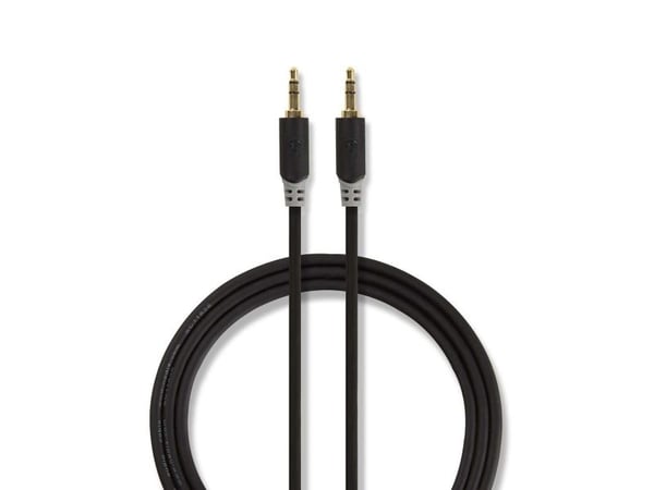 Nedis - Lydkabel - mini-phone stereo 3.5 mm hann rett til mini-phone stereo 3.5 mm hann rett - 1 m - antrasitt - rund