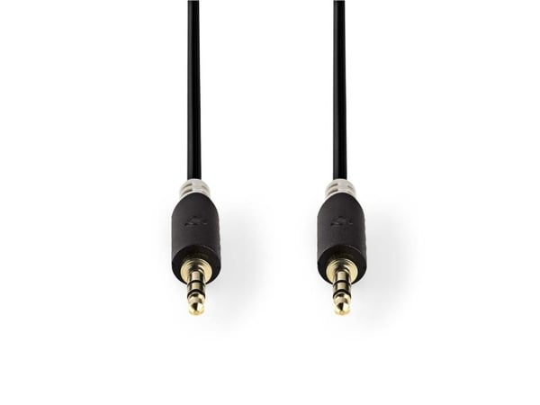 Nedis - Lydkabel - mini-phone stereo 3.5 mm hann rett til mini-phone stereo 3.5 mm hann rett - 1 m - antrasitt - rund
