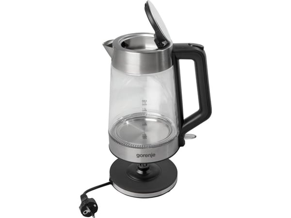 Gorenje K17GED, 1,7 L, 2200 W, Ruostumaton teräs, Lasi, Veden tason ilmaisin, Johdoton