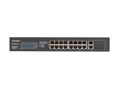 Lanberg RSFE-16P-2C-250 - Kytkin - ikke administreret - 16 x 10/100 (PoE+) + 2 x combo Gigabit SFP/RJ-45 (uplink) - monterbar på stativ - PoE+ (250 W)
