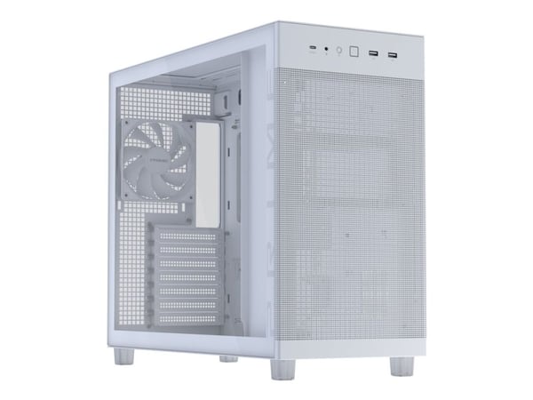 ASUS PRIME AP303 TG White, Midi Tower, PC, Valkoinen, mikro ATX, Mini-ITX, ATX, Metalli, Pelaaminen