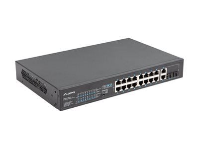 Lanberg RSFE-16P-2C-250 - Kytkin - ikke administreret - 16 x 10/100 (PoE+) + 2 x combo Gigabit SFP/RJ-45 (uplink) - monterbar på stativ - PoE+ (250 W)