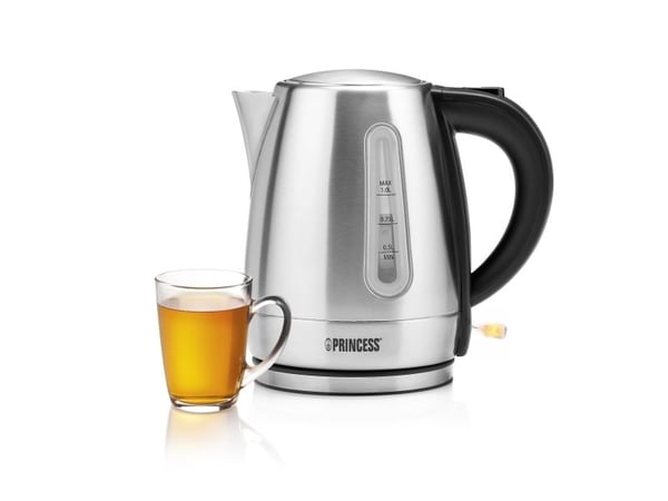 Princess 236023, 1 L, 2200 W, Musta, Ruostumaton teräs, Ruostumaton teräs, Veden tason ilmaisin, Suodatus