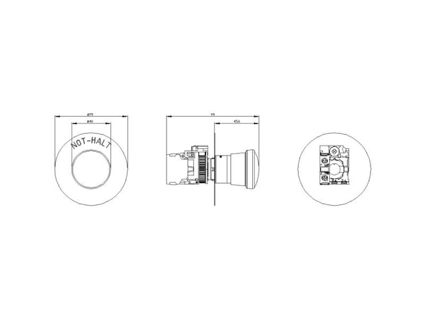 Siemens SIRIUS ACT hätäpysäytyskytkin kokonaan metallinen, kiiltävä, punainen (3SU1150-1HA20-1CH0)
