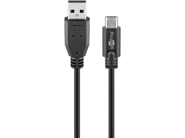 Goobay USB 2.0-kabel USB-C™ til USB A, svart, 3 m - egnet for enheter med USB-C™-port (55469) Goobay USB 2.0-kabel USB-C™ til USB A, svart, 3 m - egnet for enheter med USB-C™-port (55469)